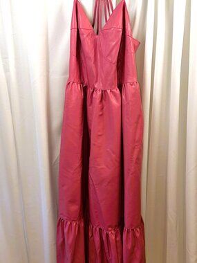 NWT Women's Fate Curve Pink Long Maxi Faux Leather Tiered Dress Size 2X